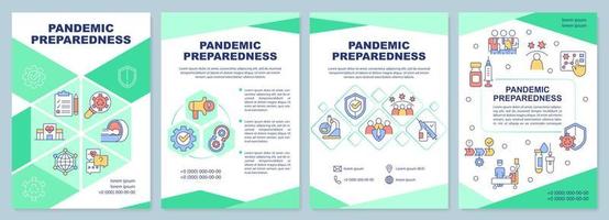 Pandemic preparedness green brochure template. Leaflet design with linear icons. Editable 4 vector layouts for presentation, annual reports.