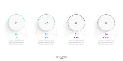 plantilla de diseño de etiquetas infográficas vectoriales con iconos y 4 opciones o pasos. se puede utilizar para diagramas de proceso, presentaciones, diseño de flujo de trabajo, banner, diagrama de flujo, gráfico de información. vector