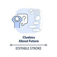 Clueless about future light blue concept icon. Issue in adolescence abstract idea thin line illustration. Feeling stress. Isolated outline drawing. Editable stroke. vector