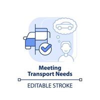 Meeting transport needs light blue concept icon. Client demand. Maas component abstract idea thin line illustration. Isolated outline drawing. Editable stroke. vector