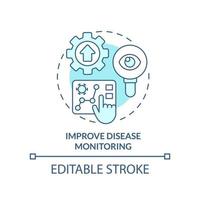 Improve disease monitoring turquoise concept icon. Pandemic prevention abstract idea thin line illustration. Isolated outline drawing. Editable stroke. vector