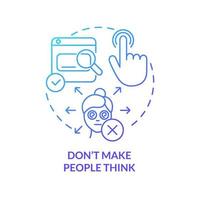 Dont make people think blue gradient concept icon. Make website dont abstract idea thin line illustration. User experience in navigation. Isolated outline drawing. vector