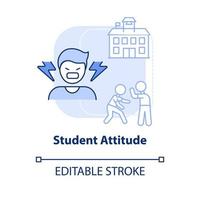 Student attitude light blue concept icon. Poor pupils behavior. Problem in schools abstract idea thin line illustration. Isolated outline drawing. Editable stroke. vector