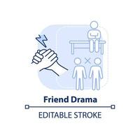 Friend drama light blue concept icon. Teenage life problem abstract idea thin line illustration. Friendship issues. Isolated outline drawing. Editable stroke. vector