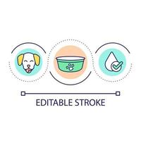 Provide you dog with water loop concept icon. Hydration for pet while travelling. Roadtrip advice abstract idea thin line illustration. Isolated outline drawing. Editable stroke. vector