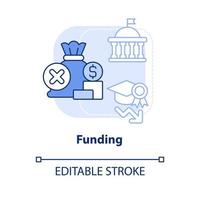 Funding light blue concept icon. Less financial support. Problem in public schools abstract idea thin line illustration. Isolated outline drawing. Editable stroke. vector