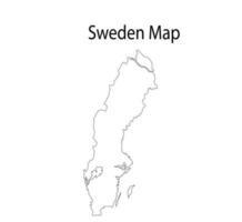 Sweden Map Outline Vector Illustration in White Background