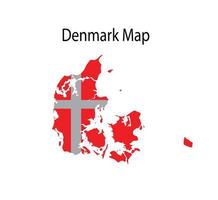 Denmark Map Vector Illustration in National Flag Background