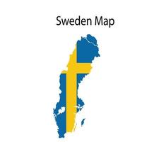 Sweden Map Vector Illustration in National Flag Background