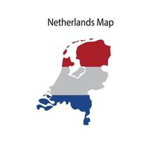 Netherlands Map Vector Illustration in National Flag Background