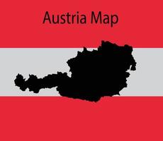 Austria mapa ilustración vectorial en el fondo de la bandera nacional vector