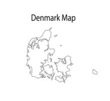 Denmark Map Outline Vector Illustration in White Background