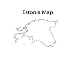 Ilustración de vector de contorno de mapa de estonia en fondo blanco