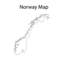 Ilustración de vector de esquema de mapa de noruega en fondo blanco