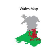 Wales Map Vector Illustration in National Flag Background