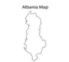 Ilustración de vector de contorno de mapa de albania en fondo blanco