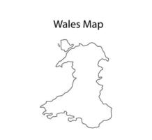 Wales Map Outline Vector Illustration in White Background