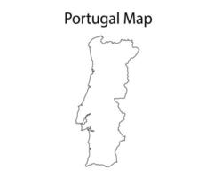 Ilustración de vector de contorno de mapa de portugal en fondo blanco