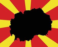 ilustración de vector de mapa de macedonia del norte en el fondo de la bandera nacional