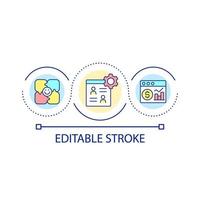 Maximizing company performance loop concept icon. Improving business efficiency abstract idea thin line illustration. Financial analysis. Isolated outline drawing. Editable stroke. vector