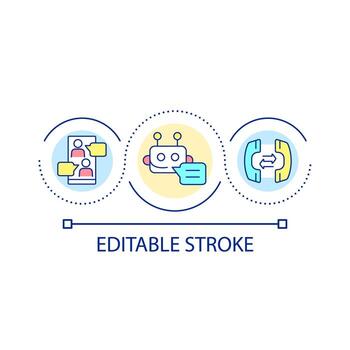 icono de concepto de bucle de chatbot de servicio al cliente. mensajes de respuesta automatizados idea abstracta ilustración de línea delgada. inteligencia artificial. dibujo de contorno aislado. trazo editable. vector