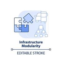 icono de concepto azul claro de modularidad de infraestructura. asignación de componentes. maas idea abstracta ilustración de línea delgada. dibujo de contorno aislado. trazo editable. vector