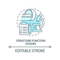 Structure function studies turquoise concept icon. Pandemic preclinical research abstract idea thin line illustration. Isolated outline drawing. Editable stroke. vector