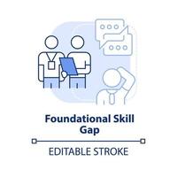 Foundational skill gap light blue concept icon. Issue in higher education abstract idea thin line illustration. Isolated outline drawing. Editable stroke. vector
