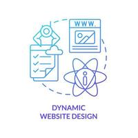 Dynamic website design blue gradient concept icon. Responsive web designing kind abstract idea thin line illustration. Database-driven site. Isolated outline drawing. vector