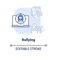 Bullying light blue concept icon. Cyberbullying and torment online. Schools issue abstract idea thin line illustration. Isolated outline drawing. Editable stroke. vector