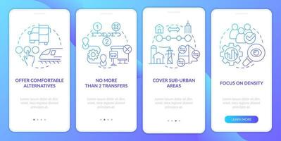 Building mobility services blue gradient onboarding mobile app screen. Network walkthrough 4 steps graphic instructions with linear concepts. UI, UX, GUI template. vector