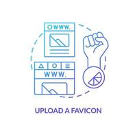 Upload favicon blue gradient concept icon. Making professional website abstract idea thin line illustration. Branding image improvement. Isolated outline drawing. vector