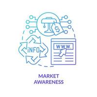 Market awareness blue gradient concept icon. Website content type abstract idea thin line illustration. Recognition of product, service. Isolated outline drawing. vector