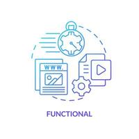 Functional blue gradient concept icon. Quality of good website abstract idea thin line illustration. Fast loading site. Performance optimization. Isolated outline drawing. vector