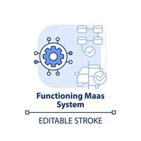 icono de concepto azul claro del sistema maas en funcionamiento. componente de introducción maas idea abstracta ilustración de línea delgada. dibujo de contorno aislado. trazo editable. vector