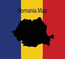 rumania mapa ilustración vectorial en el fondo de la bandera nacional vector