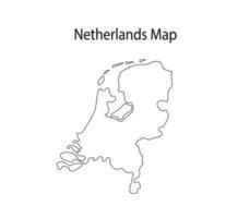 Netherlands Map Outline Vector Illustration in White Background