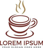 Coffee shop logo design. Abstract coffee cup with steam coffee house. vector