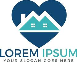 House and heart logo vector design. Home care logo. Real estate logo.