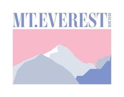 Mount Everest Mountain Silhouette Vintage Poster Design Vector Print Clothing Logo Background