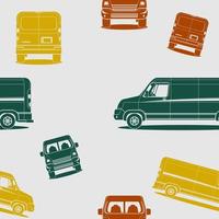 Editable Flat Monochrome Style of Various Colors and Views Cargo Delivery Van Vector Illustration Seamless Pattern for Creating Background of Transportation Vehicle or Shipping Business Related Design