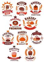 Premium bakery and pastry shop symbols vector