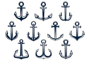 Heraldic set of marine ships anchors vector