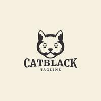 retro hipster cat head silhouette vintage logo vector design