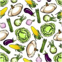 Seamless fresh farm vegetables pattern vector