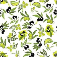 Seamless olive tree branches with fruits pattern vector