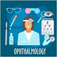 profesión de optometrista y símbolo de examen ocular vector
