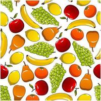 Tropical and garden fruits pattern vector