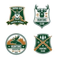 Hunting club shields set. Hunt sports emblems vector