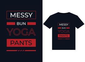 ilustración de pantalones de yoga de moño desordenado para el diseño de camisetas listas para imprimir vector